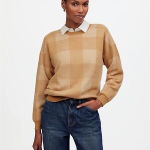 Madewell Plaid Camel Plaid Sweater